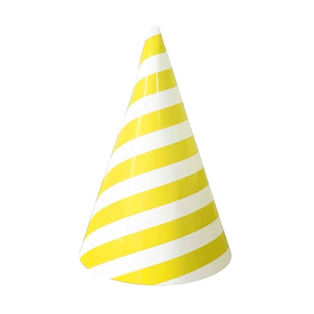 stripes_yellow_1.jpg Yellow Stripes Party Hats - Image 1