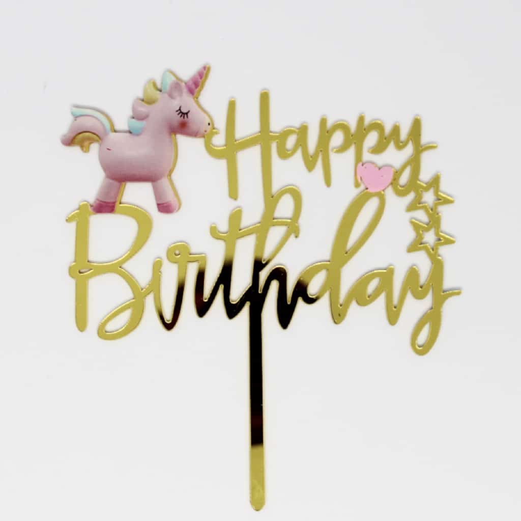 unicorn_acrylic_happy_birthday_topper.jpg Unicorn Happy Birthday Topper - Image 1
