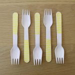 Yellow Chevron Wooden Fork=12pcs
