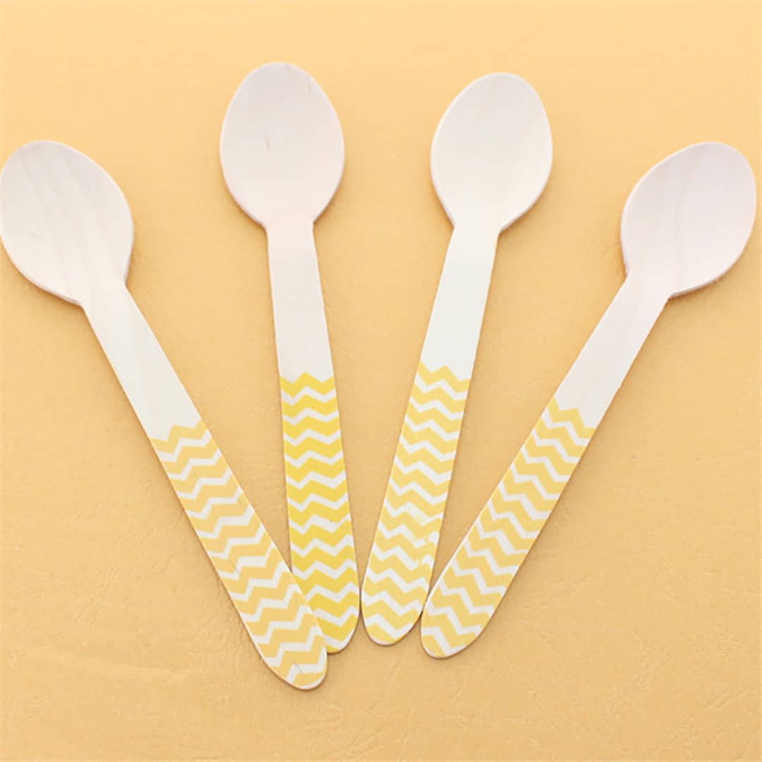 yellow_chevron_2_.jpg Yellow Chevron Wooden Spoon=12pcs - Image 1